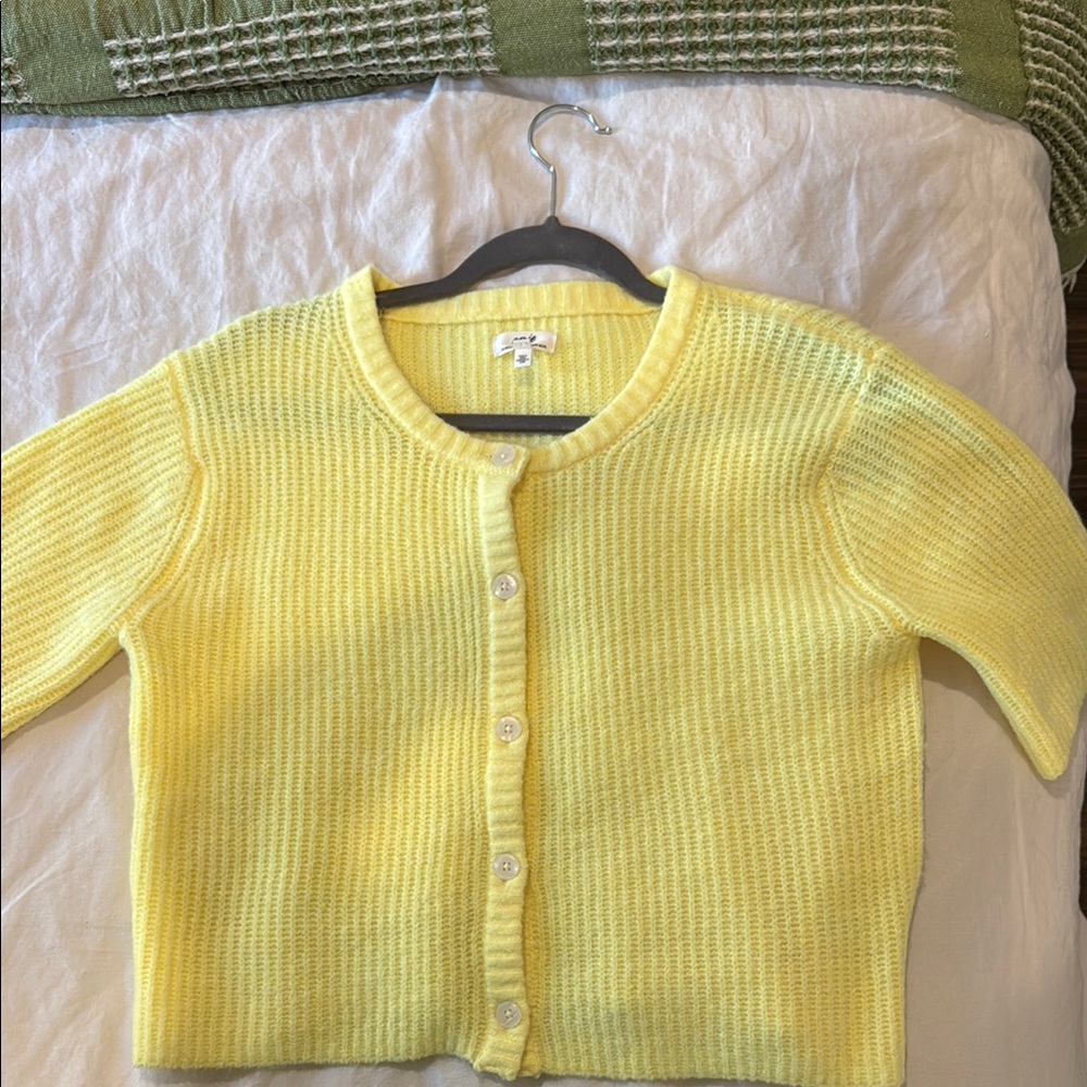 Aerie Yellow Button-Up Cardigan